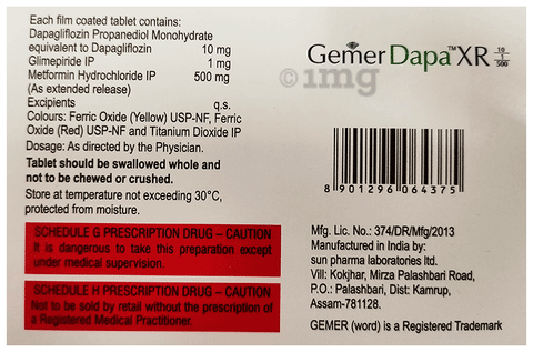 Gemer Dapa XR 10/1/500 Tablet