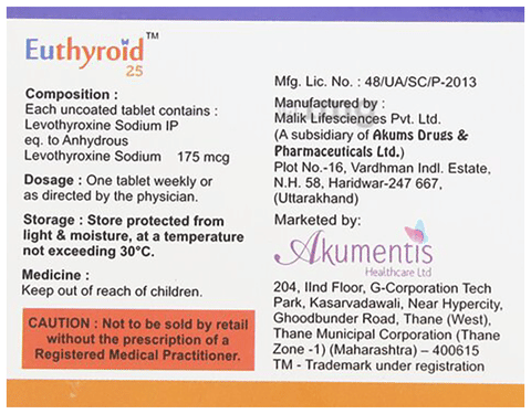 Euthyroid 25 Tablet image