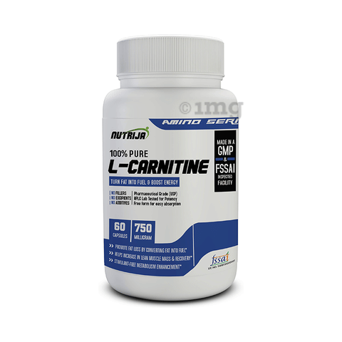 Nutrija L-Carnitine Capsule: Buy bottle of 60.0 capsules at 𝗯𝗲𝘀𝘁  𝗽𝗿𝗶𝗰𝗲 in India