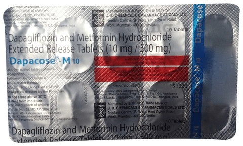 Dapacose-M 10 Tablet ER: View Uses, Side Effects, Price and Substitutes