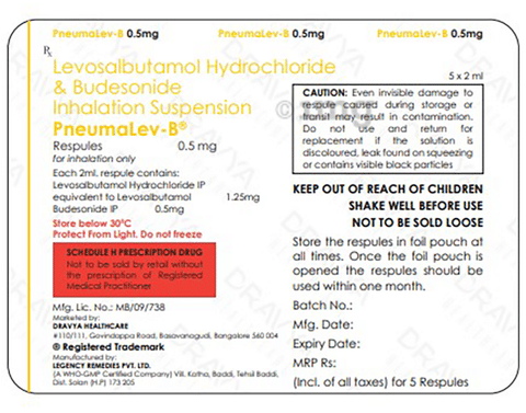 Pneumalev-B 0.5mg Respules (2ml Each) image