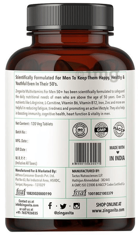 Zingavita Multivitamin Men 50+ Tablet: Buy bottle of 120 ...