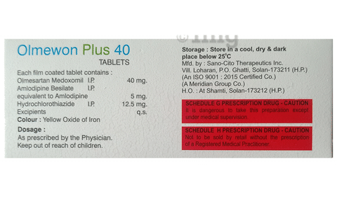 Olmewon Plus 40 Tablet image Olmewon Plus 40 Tablet image