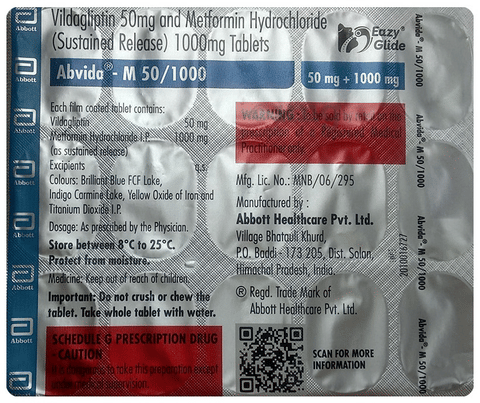 Abvida-M 50/1000 Eazy Glide Tablet SR image