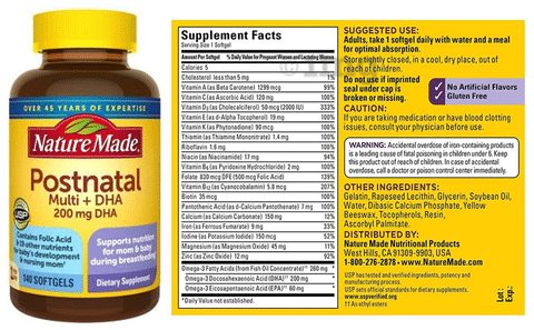 Nature Made Postnatal Multi + DHA 200mg Softgel