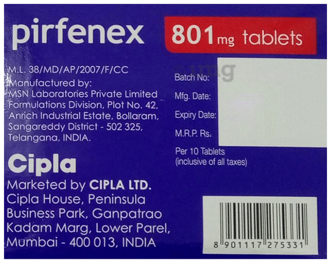 Pirfenex 801mg Tablet image Pirfenex 801mg Tablet image