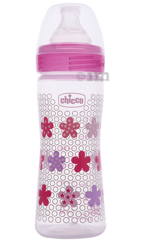Pink Chicco Chicco 250ml Wellbeing Medium Flow Feeding Bottle for Baby 