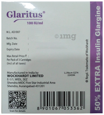 Glaritus 100IU/ml Injection 3ml image Glaritus 100IU/ml Injection 3ml image