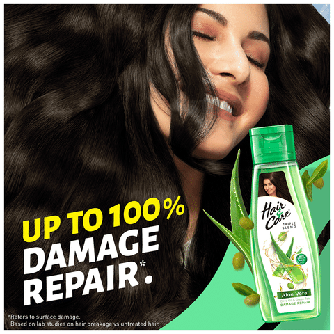 Hair & Care Triple Blend Aloe Vera Olive Oil & Green Tea Damage Repair Hair  Oil with Hair & Care 100ml Hair Oil: Buy bottle of 300 ml Oil at best price