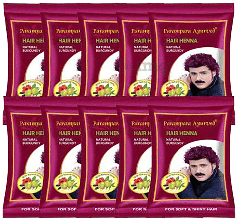 Parampara Ayurved Hair Henna (20gm Each) Natural Burgundy: Buy combo pack  of 10 Packs at best price in India | 1mg
