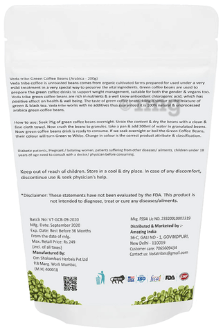 Veda Tribe Green Coffee Beans Decaffeinated 2