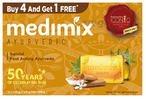 Medimix Ayurvedic Sandal Soap, 125 g (Pack of 6) - Humarabazar