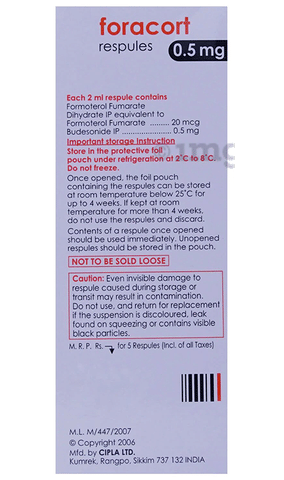 FORAcort 0.5mg Respules (2ml Each) image