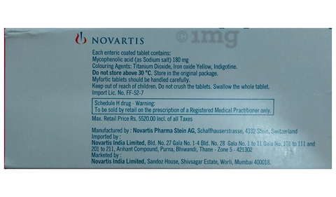 Myfortic 180mg Tablet image