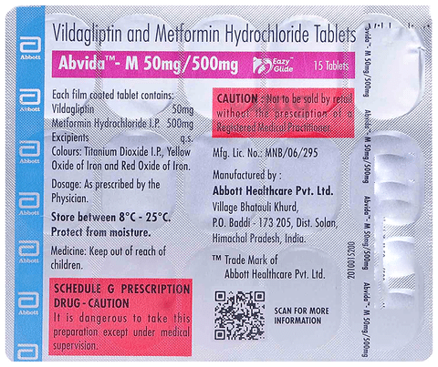 Abvida-M 50mg/1000mg Eazy Glide Tablet