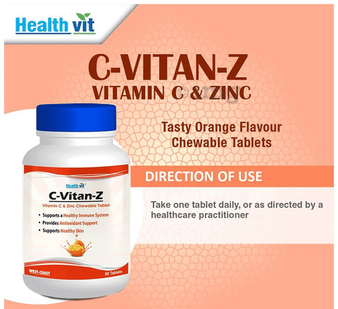 Healthvit C Vitan Z Vitamin C Zinc Chewable Tablet Buy Bottle Of 60 Chewable Tablets At Best Price In India 1mg