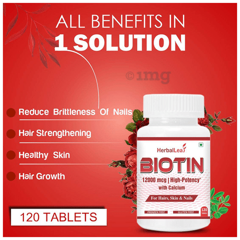 HerbalLeaf Biotin 12000mcg with Calcium Tablet: Buy bottle of 120 tablets  at best price in India | 1mg