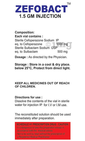 Zefobact 1.5gm Injection image