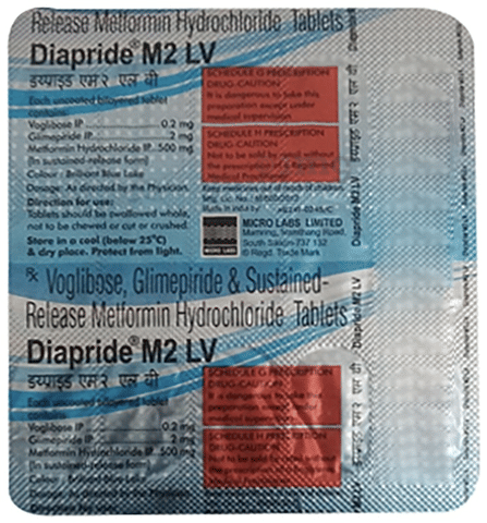 Diapride M2 LV 2mg/500mg/0.2mg Tablet SR