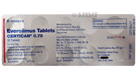 Certican 0.75mg Tablet image Certican 0.75mg Tablet image
