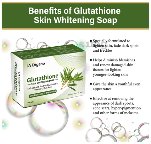 LA Organo Glutathione Skin Whitening Soap Tea Tree: Buy box of 100.0 gm Soap  at best price in India | 1mg