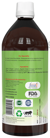 Dr. Patkar s Apple Cider Vinegar with Garlic Ginger Lemon and Honey Raw Unfiltered for Weight loss Buy bottle of 500.0 ml Syrup at best price in India 1mg