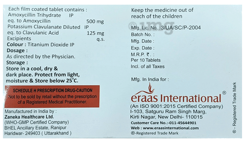 Eraclav 625 Tablet image