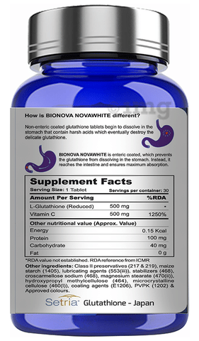 nova glutathione Bionova Novawhite Glutathione 500mg With Vitamin C 500mg Enteric Coated Tablet