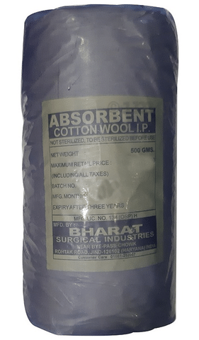 Bharat Absorbent Cotton Wool: Buy packet of 500.0 gm Cotton at best price  in India