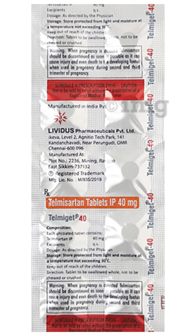 Telmiget 40mg Tablet image