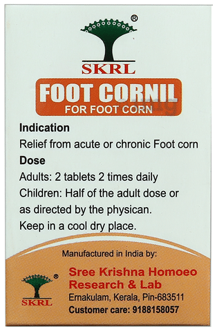SKRL Foot Cornil Tablet 25gm Each Buy combo pack of 2.0 bottles at best price in India 1mg