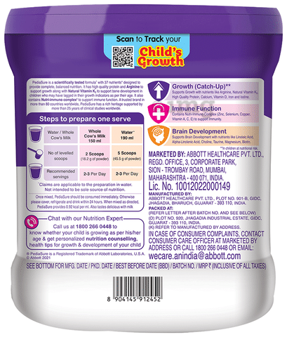 Pediasure Premium Chocolate Child Nutrition Drink Jar Of 400 G