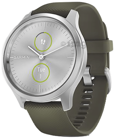 Garmin Vivomove Style with Silicone Band Hybrid Smartwatch Silver Moss Green