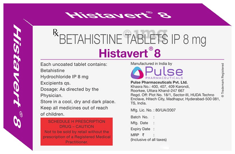 Histavert 8mg Tablet image