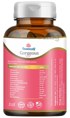 Vaamveda Gorgeous Biotin Tablets for Hair Growth with Keratin: Buy bottle  of 30 tablets at best price in India | 1mg