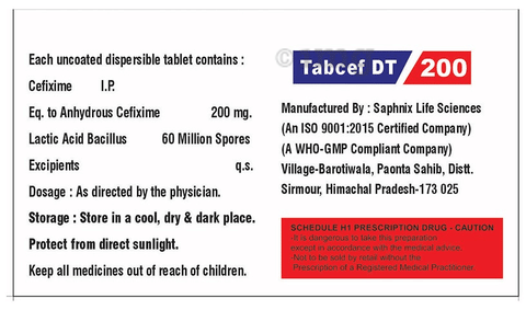 Tabcef DT 200 Tablet image Tabcef DT 200 Tablet image