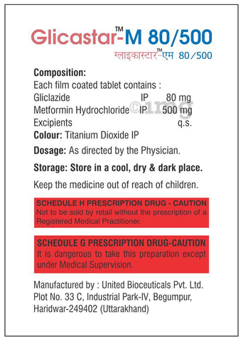 Glicastar-M 80/500 Tablet image