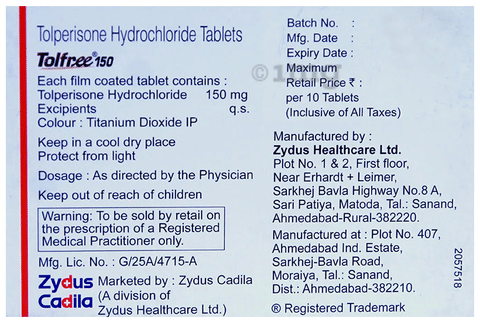 Tolfree 150 Tablet image Tolfree 150 Tablet image