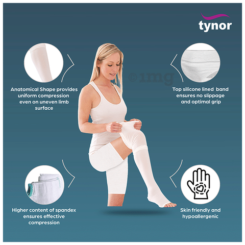 Tynor I 15 Compression Stocking Mid Thigh Open Toe Large: Buy packet of 1.0  Pair of Stockings at best price in India