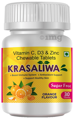 Krasaliwa Vitamin C D3 Zinc Chewable Tablet Orange Sugar Free Buy Bottle Of 30 Chewable Tablets At Best Price In India 1mg
