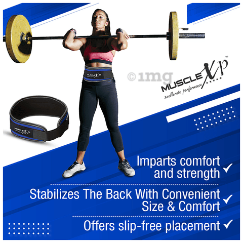 MuscleXP Weight Lifting Gym Belt Blue Large: Buy box of gm