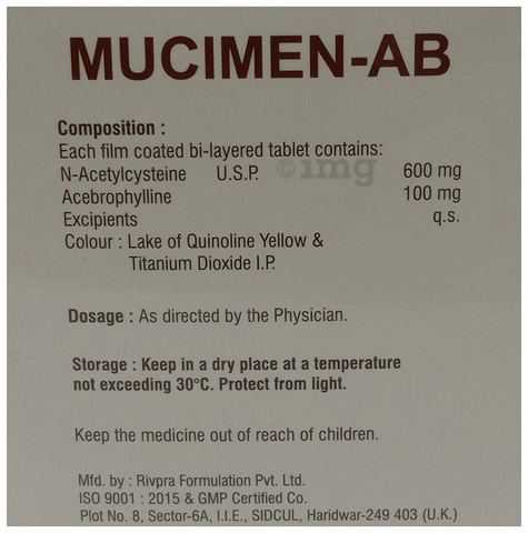 Mucimen AB 50mg/600mg Tablet