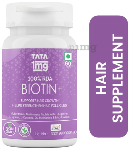 Tata 1mg Biotin + Tablet: Buy bottle of 60 tablets at best price in India |  1mg