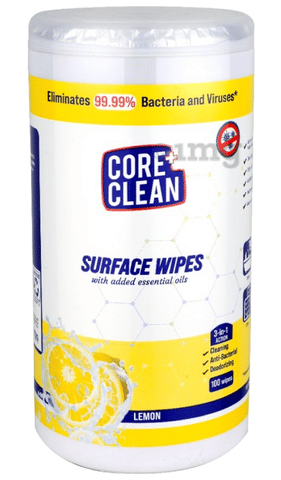 Core Clean Surface Wipes (100 Each) Lemon image Core Clean Surface Wipes (100 Each) Lemon image