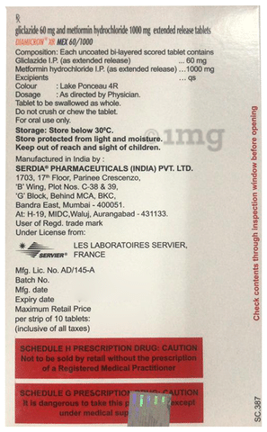 Diamicron XR Mex 60/1000 Tablet ER