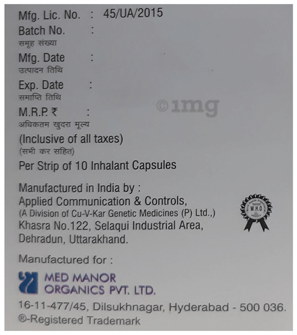 Tuscold Vapo Inhalant Capsule image Tuscold Vapo Inhalant Capsule image