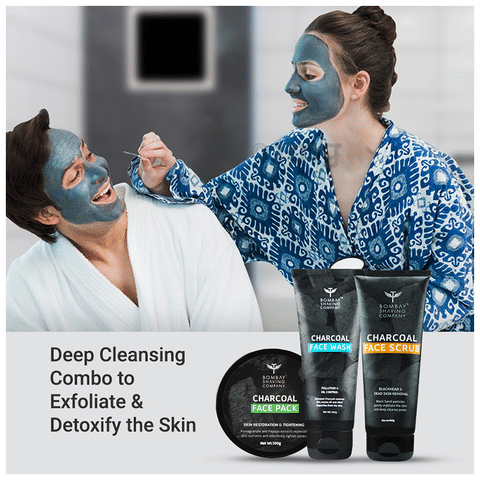 Bombay Shaving Company Combo Pack of Charcoal Face Pack, Charcoal Face  Scrub & Charcoal Face Wash (100gm Each): Buy combo pack of 3 Packs at best  price in India | 1mg