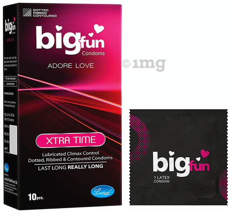 Bigfun Dotted, Ribbed & Contoured Condom Xtra Time image
