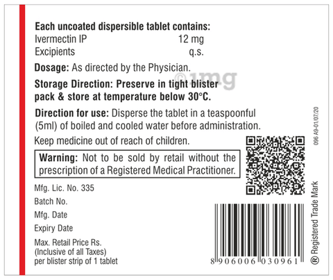 Iverscab 12mg Dispersible Tablet image
