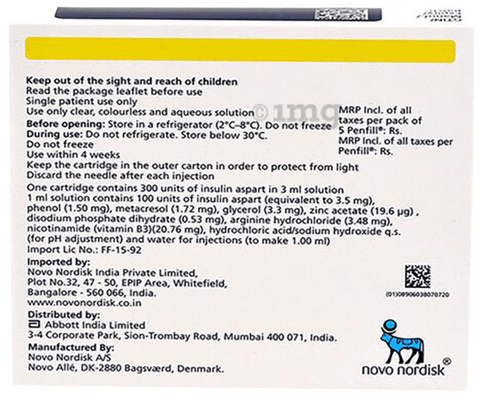 Fiasp 100IU/ml Penfill (3ml Each) image